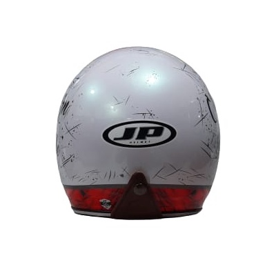 Helm JP Retro New Bigie Born To Road Putih List Chrome By JPX Helmet Original