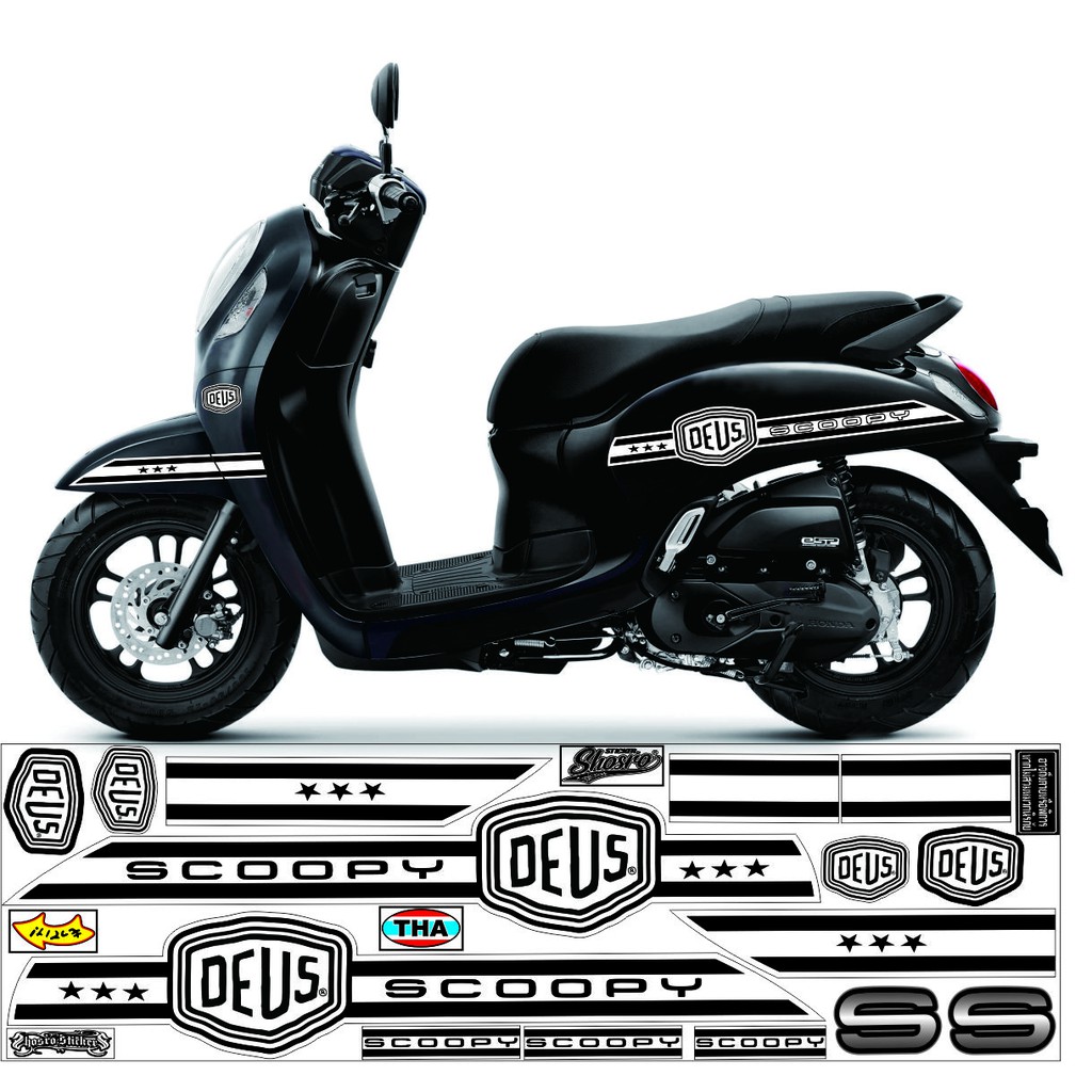 STRIPING VARIASI HONDA SCOOPY NEW 2016-2021 MOTIF DEUS HITAM PUTIH STRIPING SCOOPY STRIPING LIS