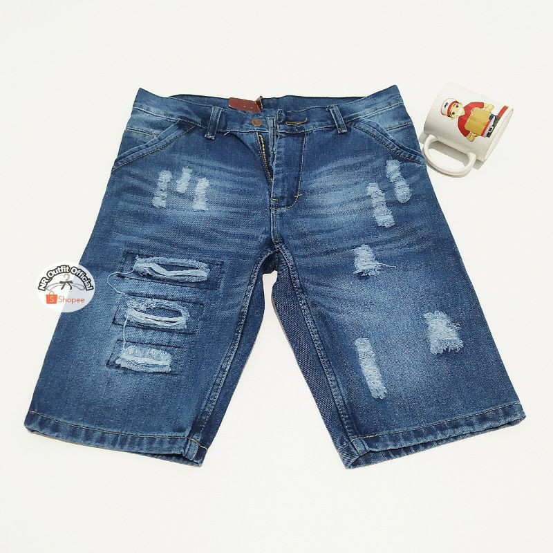 Celana Jeans Ripped Pendek Pria Model Sobek Cowok Casual 27/38 NR_Outfit Official COD