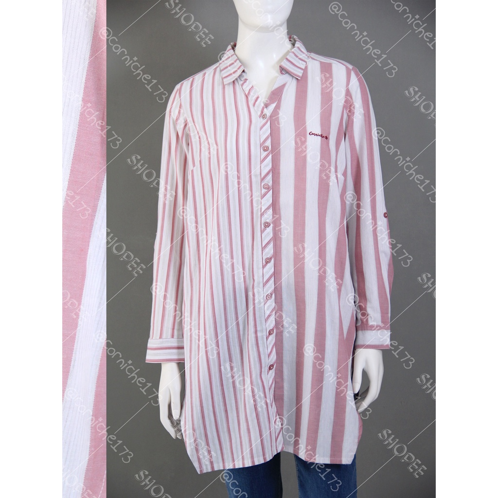 Corniche Vin Long Shirt Putih Merah - TB231393