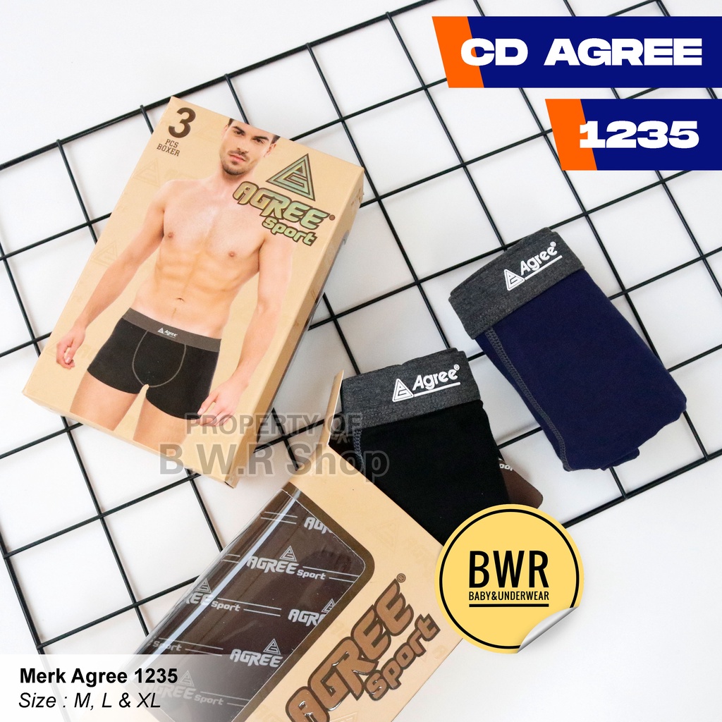 [ 3pc ] CD BOXER AGREE SPORT 1235 Polos / Celana Boxer Agree Sport 1235 Celana Dalam Pria Boxer Sempak Pria | Bwr