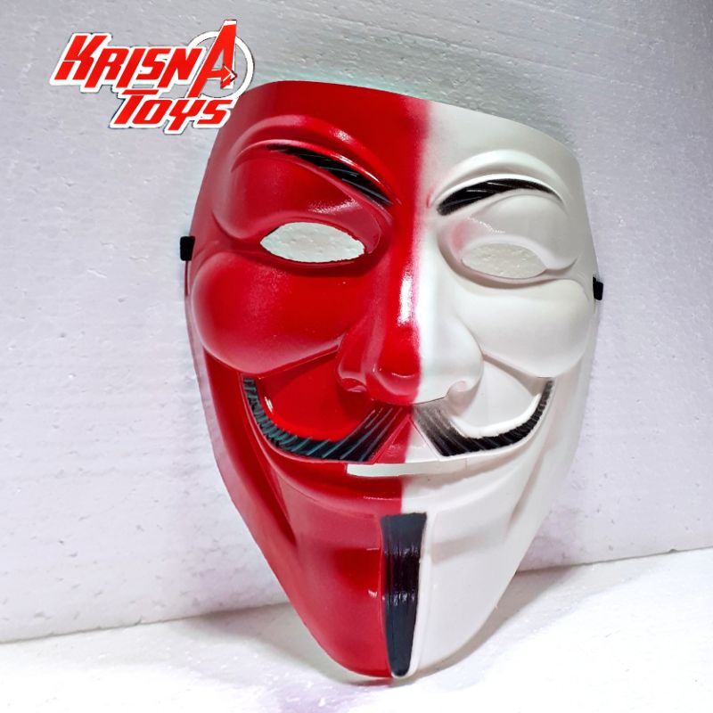 Topeng Hacker/Topeng Anonymous/Vendetta/Mainan Anak Topeng Heker MERAH PUTIH