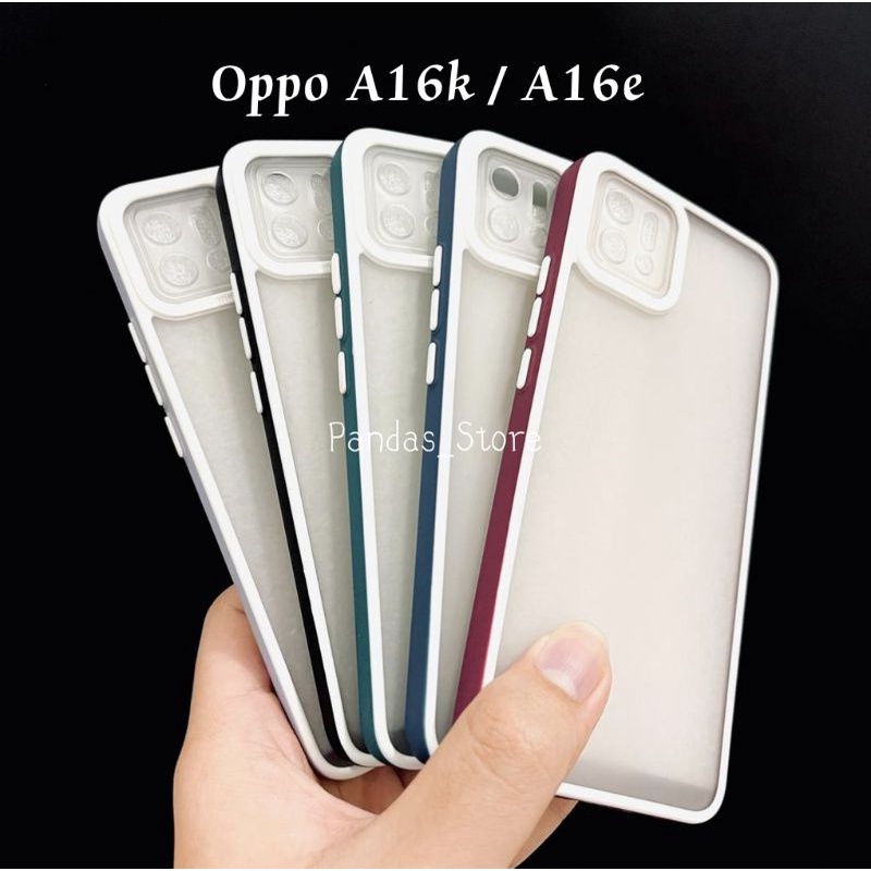 Pro Hybird Oppo A16k / A16e Softcase Halus dan Elegan / Pinggiran Garis Putih Keren (Pandas)