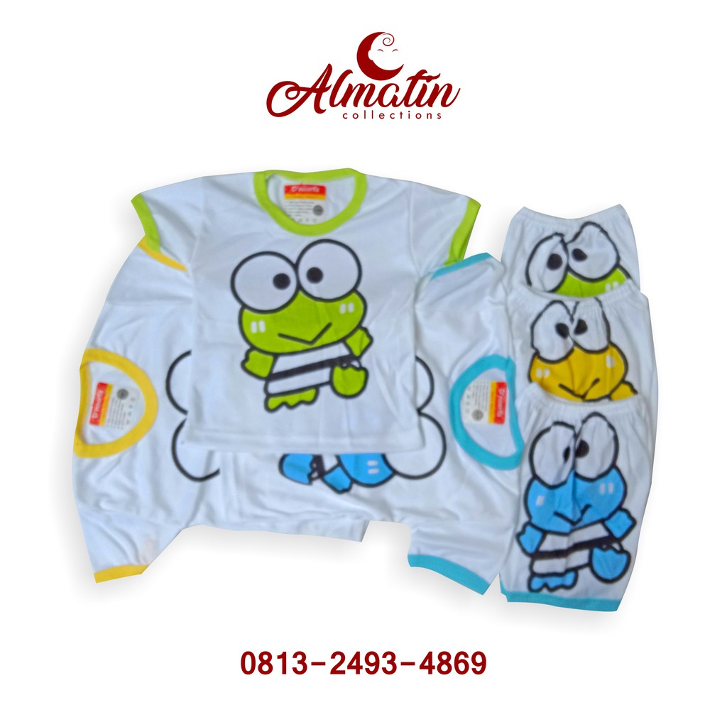 Baju Bayi &amp; Anak Tangan Pendek Karakter Keropi/Dapat 3 Stel Baju Bayi