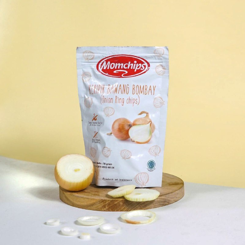 Momchips Keripik Bawang Bombay (Onion Ring) (Snack Sehat Buah & Sayur) 70gr GLUTEN FREE