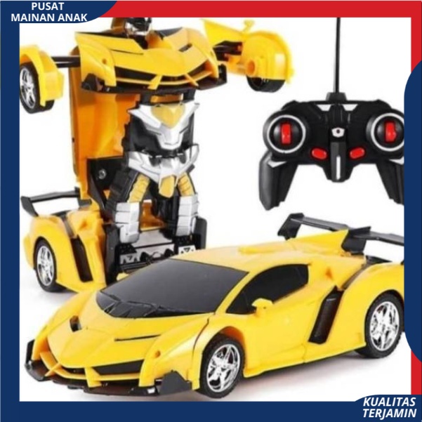 RC TRANSFORMER 1 : 18 MOBIL REMOT JADI ROBOT BATERAI CAS TERBARU