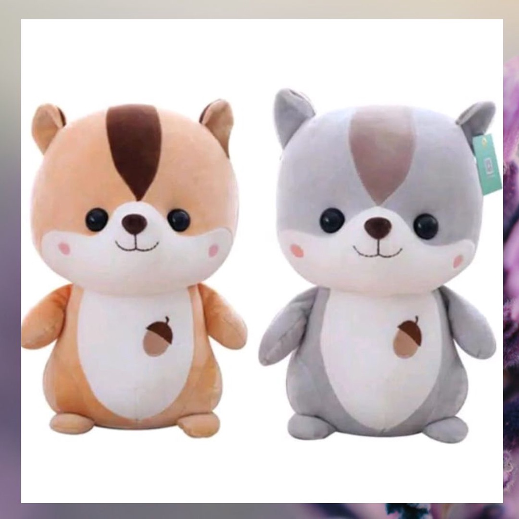 Boneka Tupai Lucu Imut / Mainan Mewah Model Duduk Bahan Yelvo Dijamin Berkualitas Halus Lembut SNI