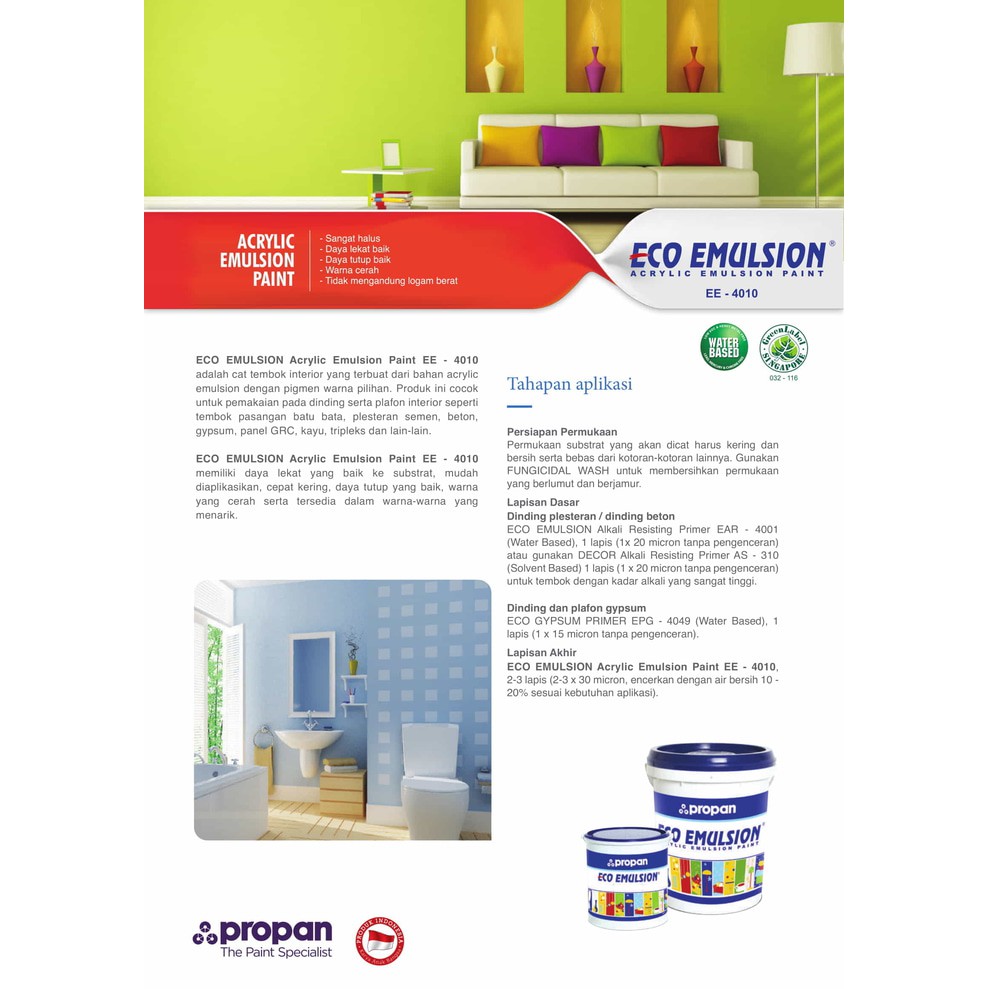 PROPAN ECO EMULSION Cat Tembok Acrylic Interior 5 KG Shopee
