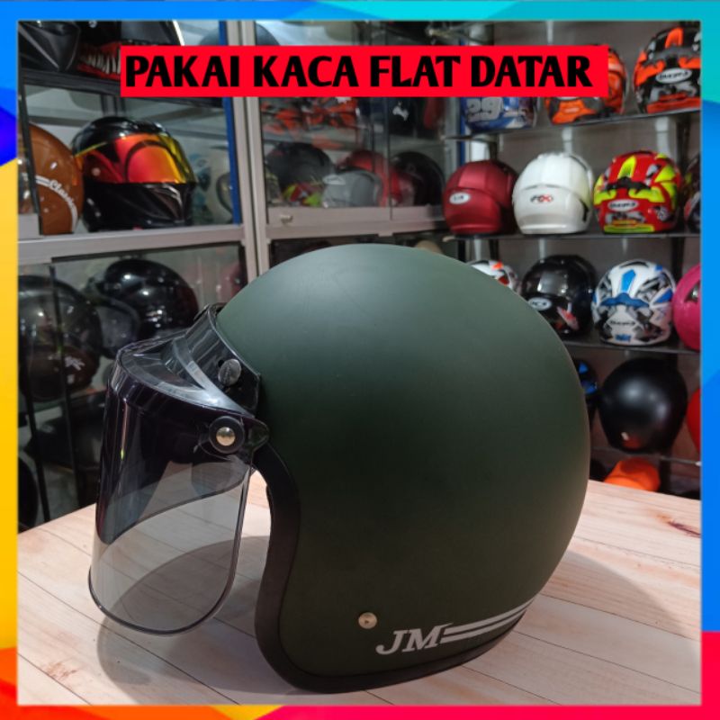 Helm Bogo CLASSIC Retro Kaca Datar Kaca Cembung Dewasa SNI