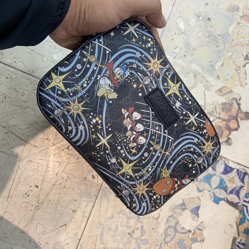 handbag gucci x Donald Duck mirror Quality hand bag wanita dan pria import Pouch Disney clutch disne