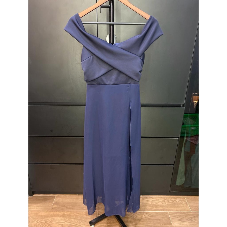 Dress Wanita Blue Dress Slit Dress Gaun Wanita - ALL SIZE Preloved