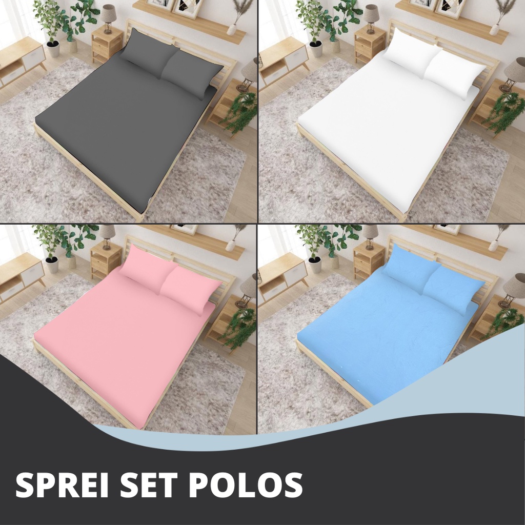 Sprei Set Polos Sandy Collection Ukuran Single (90 / 100 / 140) Banyak Warna