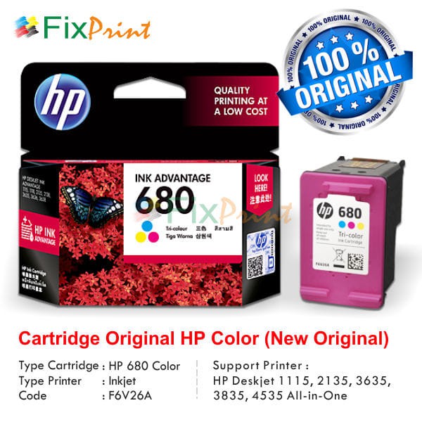 Cartridge Tinta Printer HP 680 Tri-Color- Printer HP 1115 1118 2135 FPJNew2045