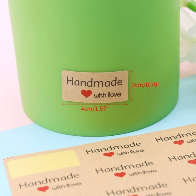 

Label Sticker Handmade With Love Stiker Panjang Segel Kemasan Packaging Sealer Hampers Parcel L40