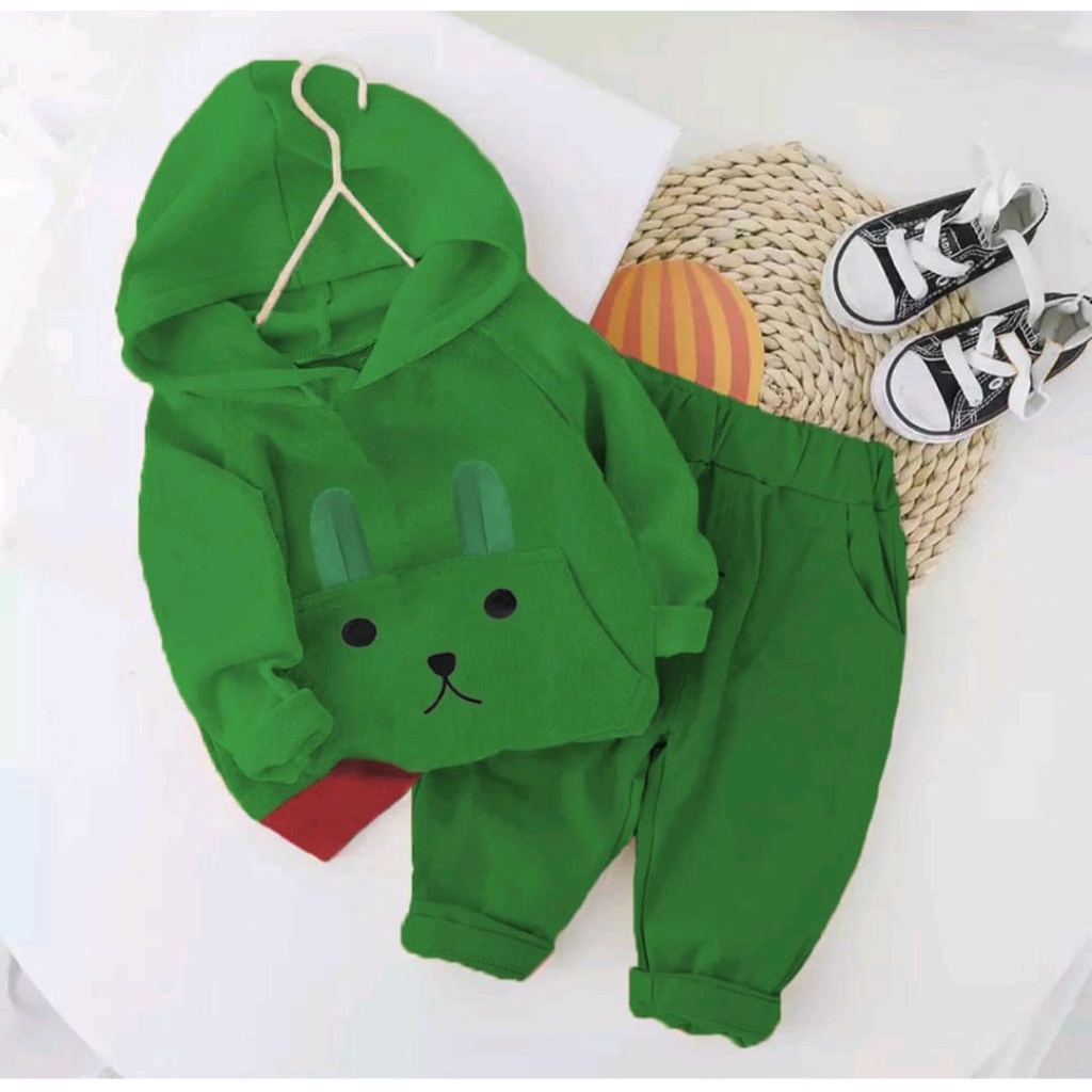 HOODIES SET | SETELAN HOODIE CARDIGAN ANAK PEREMPUAN DAN LAKI-LAKI MUSIM DINGIN TERBARU SETELAN HOODIE DOGGIE EARLOBE LIFE 1-5 TAHUN