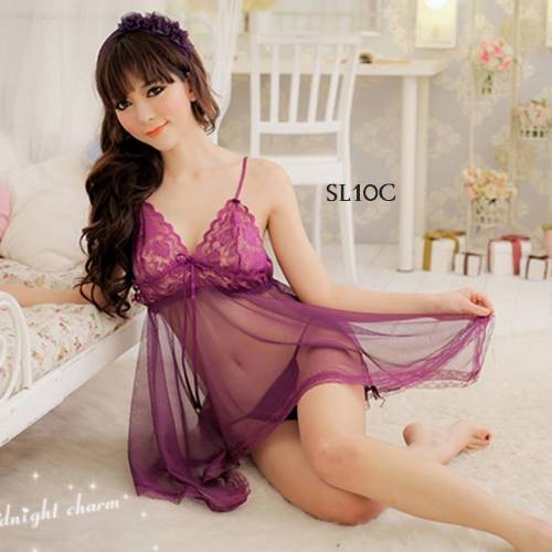 [PRIVASI AMAN] BAJU TIDUR SEXY LINGERIE SEKSI NIGHTGOWN LACE UNGU JUMBO XXL SL10C