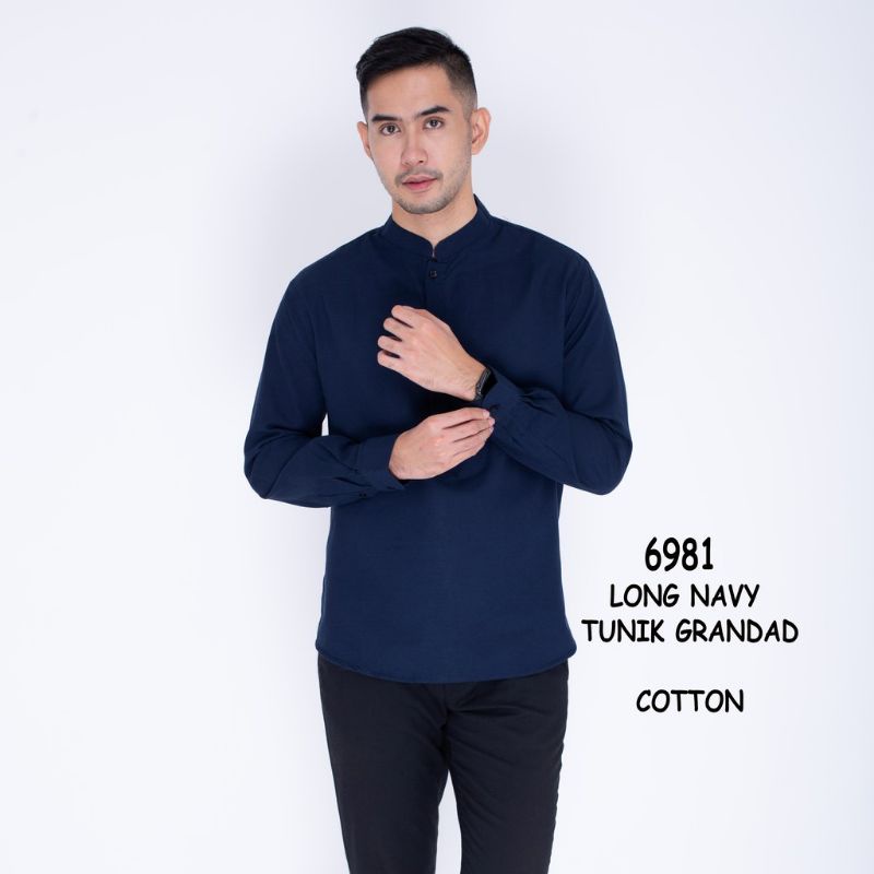 Baju Hem Kemeja Koko Kemko Cowok Pria Lengan Panjang Slimfit Polos