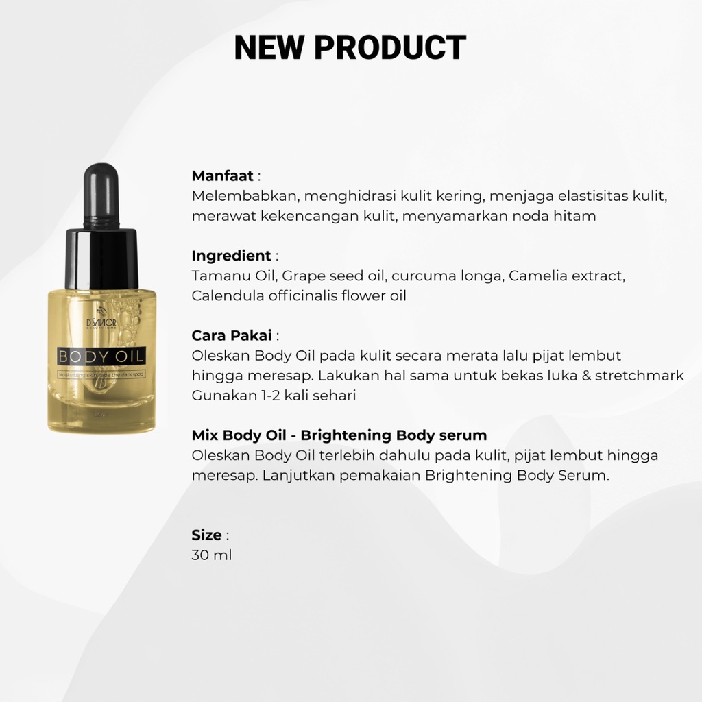 Dsavior Body Oil Original Mencerahkan Badan Melembabkan Kulit BPOM Bisa COD