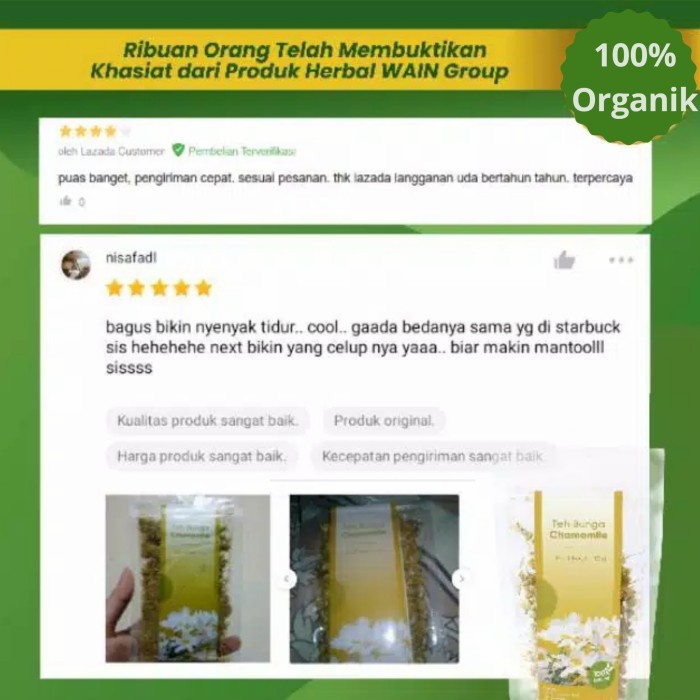 

teh-daun- teh herbal bunga chamomile camomile tea kering anti imsomnia premium -daun-teh.