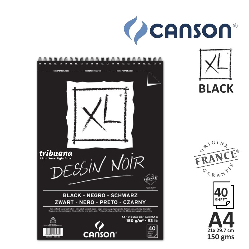 

CANSON XL Black A4/150gms - 40 Sheets (ALBUM) - 400039086