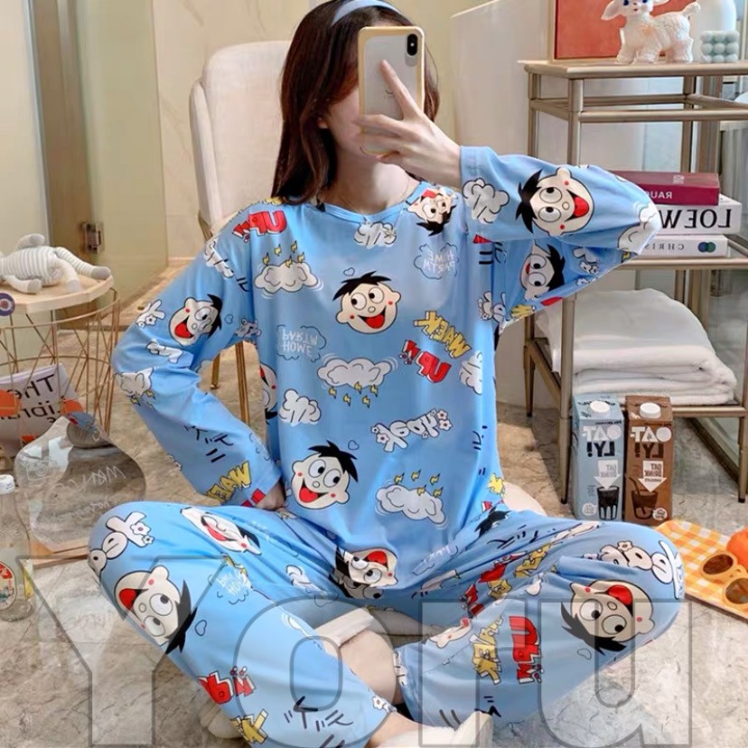 Pamelo Cod baju tidur PP/3/4 import/20 corak/baju tidur import/fashion wanita/baju tidur murah/bangk-PP66 Milk Boy Blue
