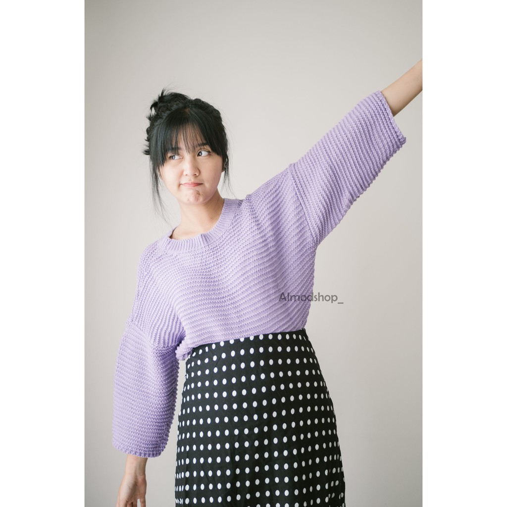 Yuna Sweater Crop / Sweater Rajut Crop Premium Wanita / Rajut Premium Wanita