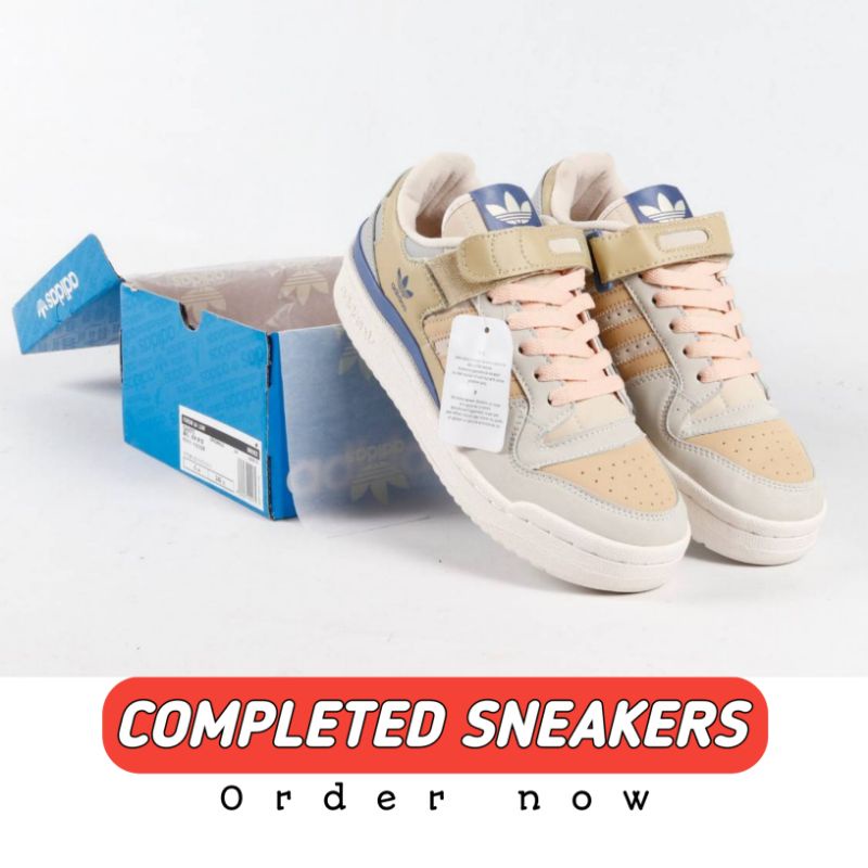 SEPATU ADIDAS FORUM 84 LOW CHAMPION GREY LIGHT YELLOW BLUE
