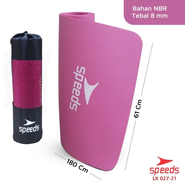 Premium Matras Yoga Mat Tebal 10MM Senam Matt Pilates PVC Camping - Hitam-Pink + Tas