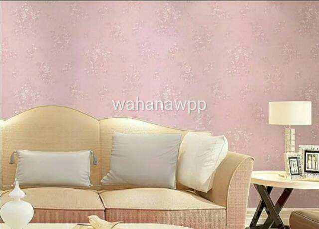 Wallpaper dinding polos pink 45 cm x 9 meter