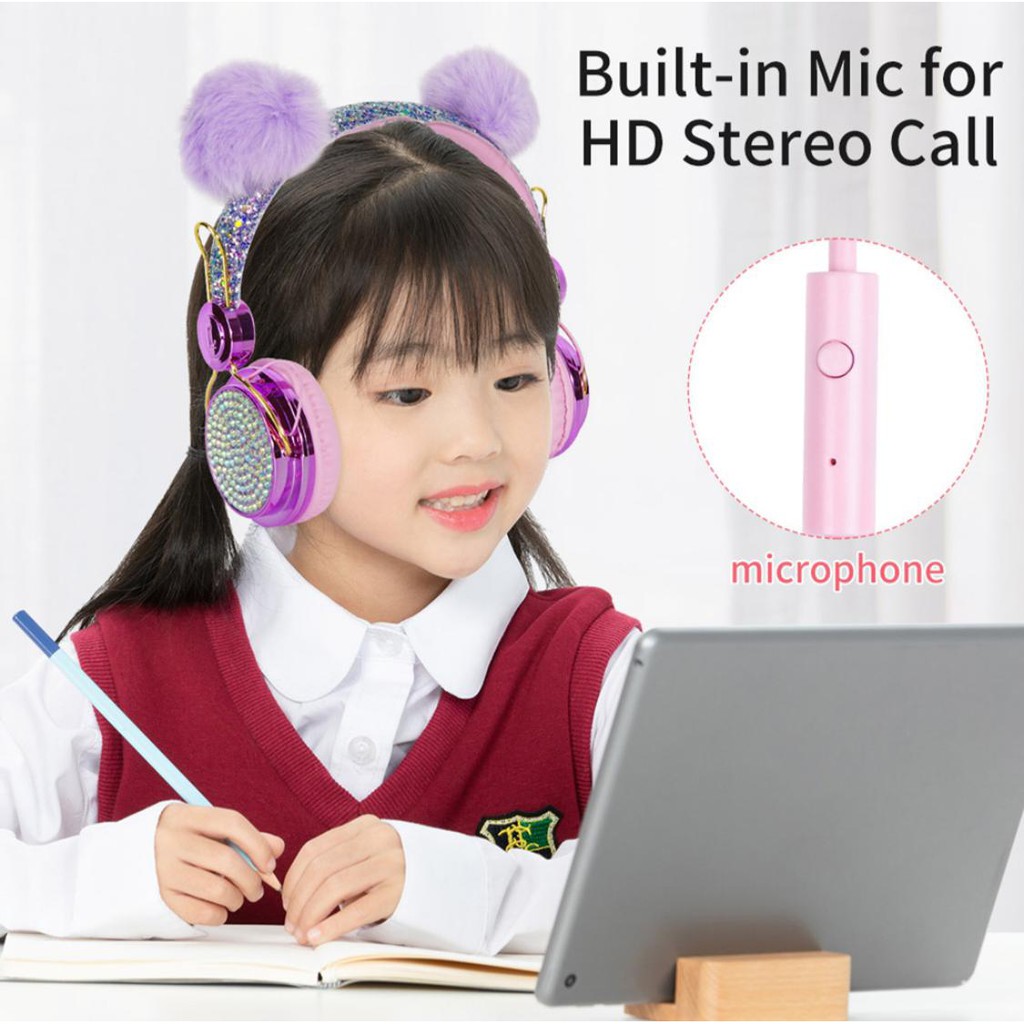 Headset Bando Cute Unicorn SWAROVSKI DIAMOND Kabel Headphone Design GLITER SUPERBASS TERMURAH