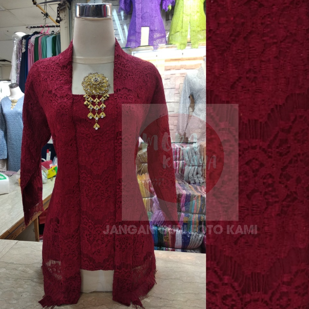 kebaya kutu baru lengan 7/8_kebaya brukat_kebaya_kebaya kutu baru modern_kebaya encim_kebaya wisuda murah-MAROON