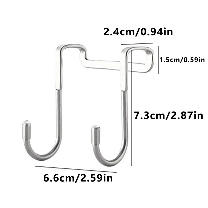 [Cabinet Door Back Type Door Back Hook, Stainless Steel Double S Hook] [Hanger] [Multifunctional Storage Hook for Kitchen and Bathroom]