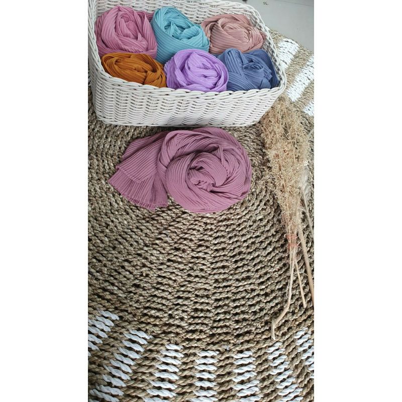 PASHMINA PLISKET FULL CERUTY 75x175 cm JAHIT TEPI TANPA GARIS TENGAH  BABYDOLL FULL PLISKIT PLEATED SHAWL TERMURAH TERBARU VAYAON HIJAB