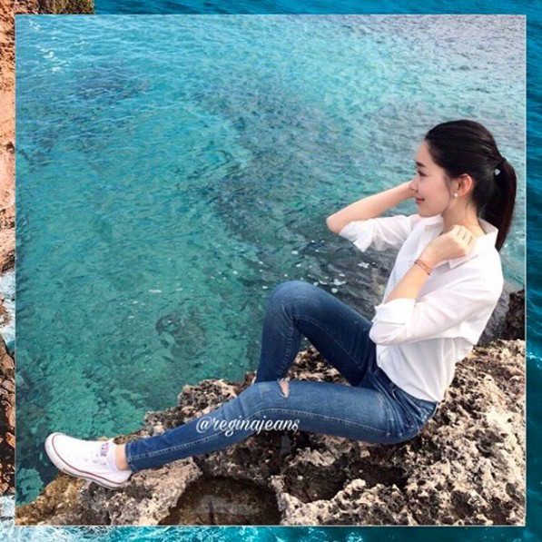 Custom Ripped One Knee Skinny Jeans Cewek Celana Jeans Wanita Sobek Lutut Satu JSK 9131 JSK 3105