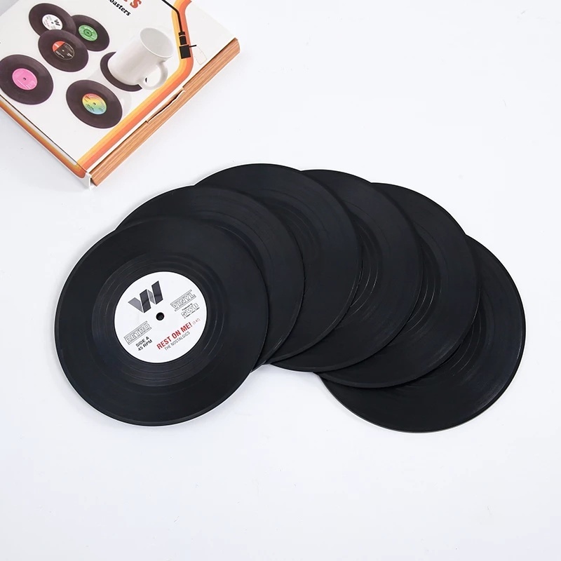 1pc Creative Heat-resistantNonslip Vinyl Record Table Mats/Cup Coaster for Home Decor，Kitchen