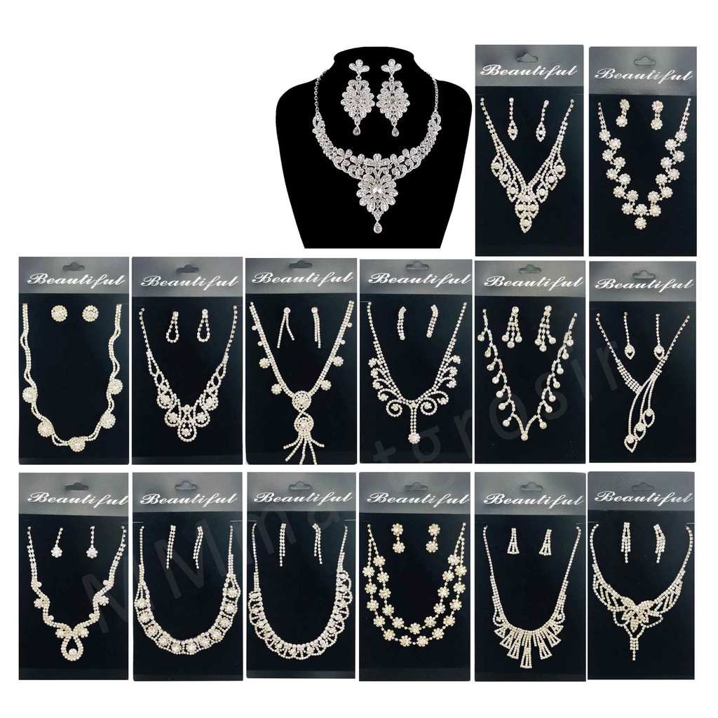 Yinda Kalung 1 / 1 Set Kalung&amp;Anting Permata / Kalung Fashion / Aksesoris