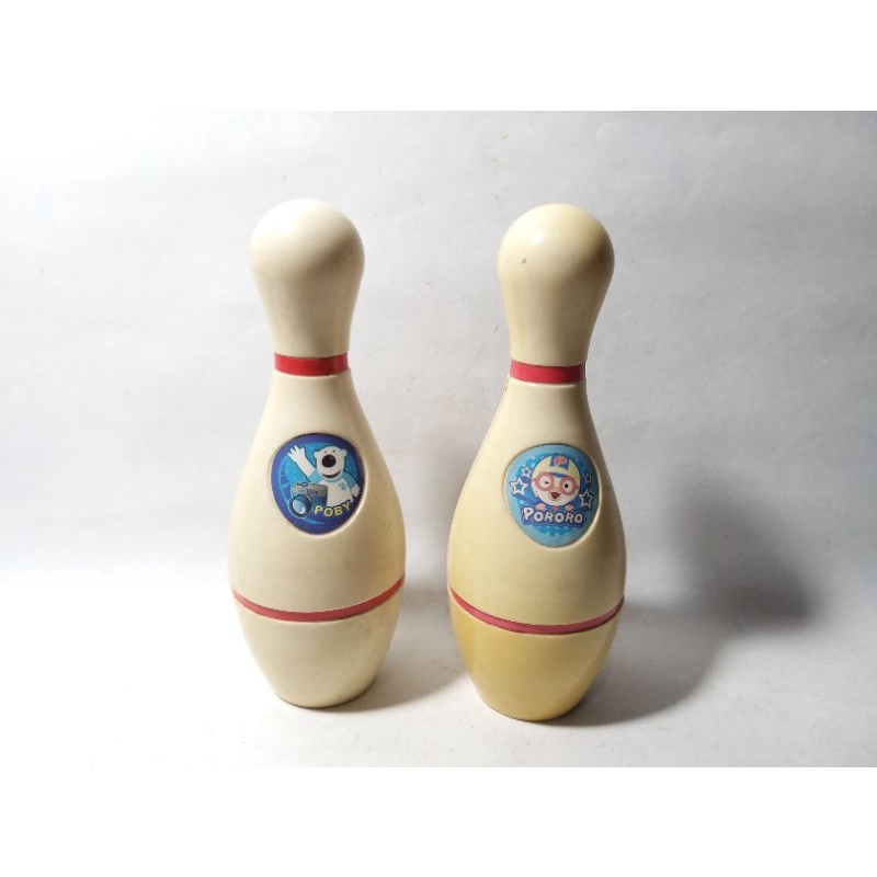 Pin Bowling Pororo Penguin Pinguin Beruang Korea White Bear Poby Figure Figurine Rare Jadul Vintage 