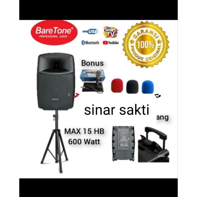 speaker portable wireless baretone max 15hb max15hb 15inch wireless bluetooth original