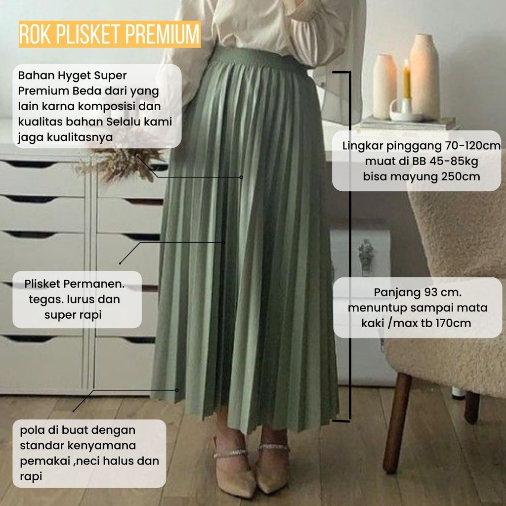 Rok Plisket Premium Jumbo M Fit XXL 100% Original/rok kerja premium