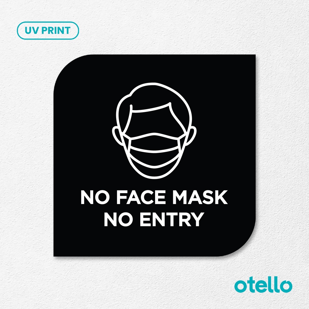 No Face Mask Sign Board Akrilik Tempel Signage Dinding Papan Label Acrylic Restoran Wall Stiker Dinding Petunjuk Toko Cafe