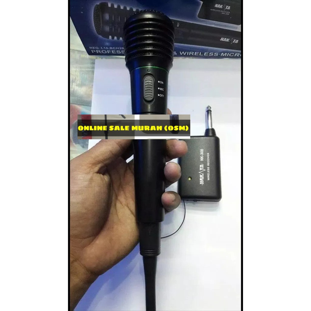 Nakata original Mic Wireless kabel Single mik wireles cable pro karaoke mikrophone microphone audio sound vokal vocal professional panggung dj studio asli  BISA DIGUNAKAN KE SEGALA ALAT AUDIO single  Microphone Nakata NK-308 Dua fungsi  Bahan PVC  kelengk