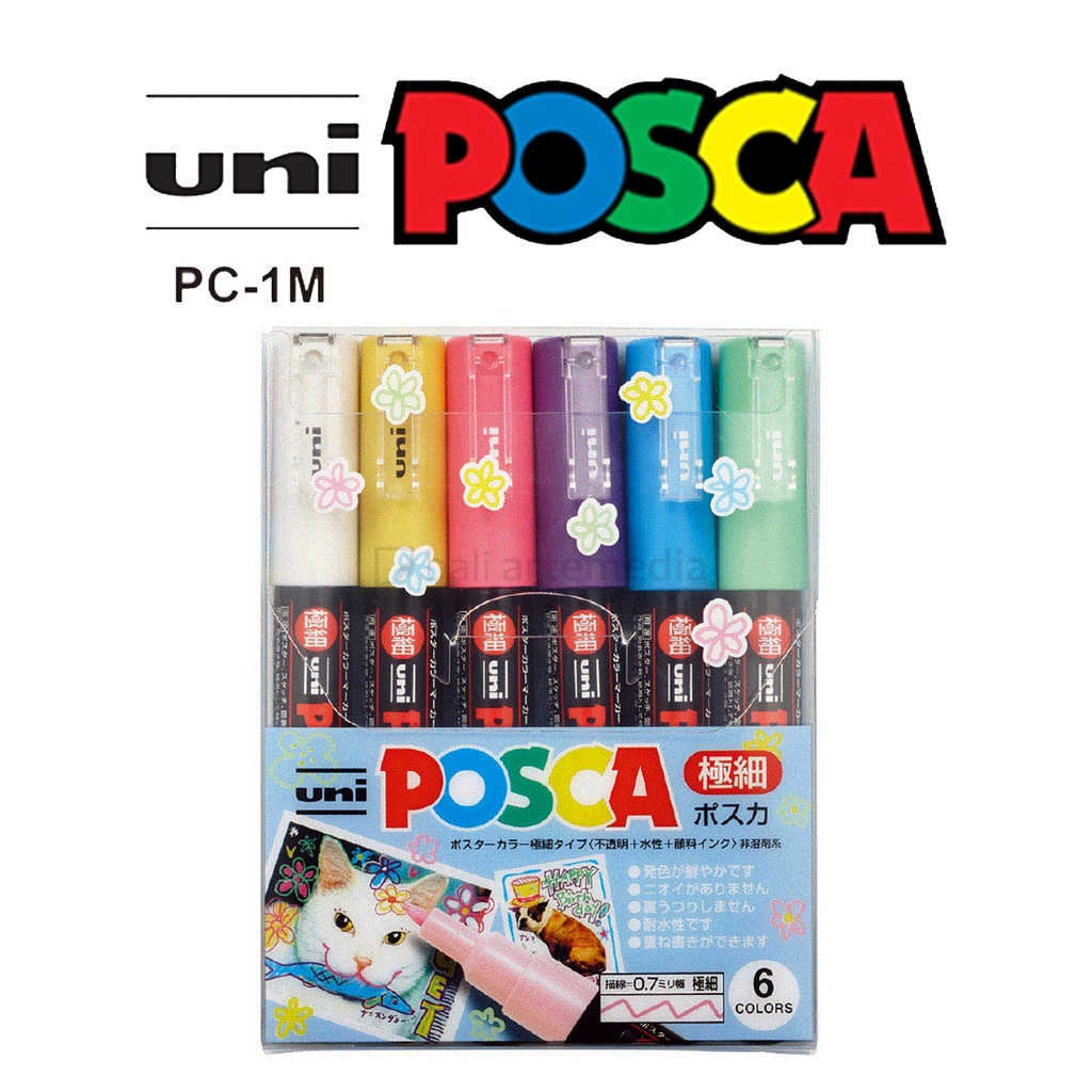 Uni Posca Marker - PC-1M Extra Fine Point 6 Color Set