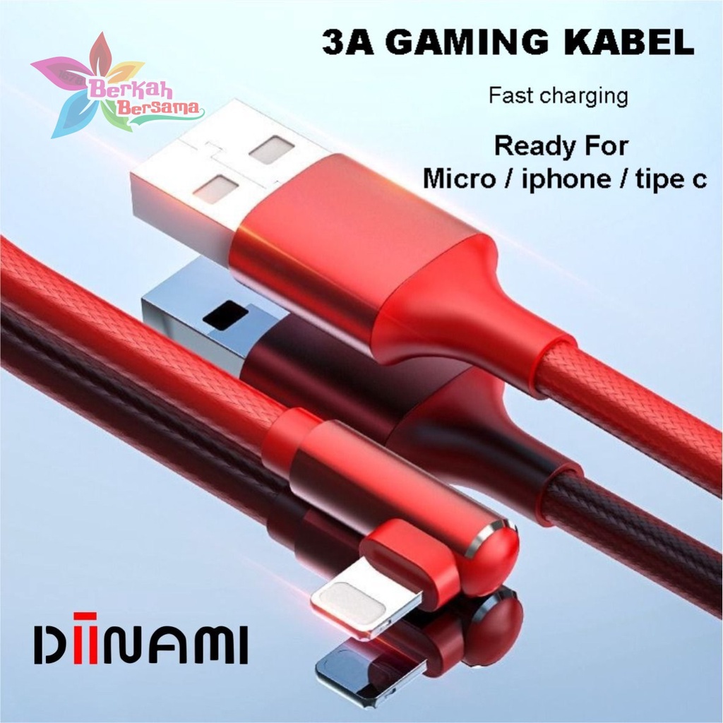 DIINAMI M18 kabel Cable Data GAMING fast Charging Kabel Data Micro , iphone , tipe c USB QC3.0 3 Amper bahan tebal BB6439