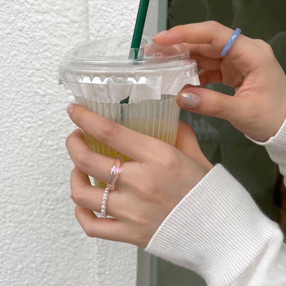 3pcs / Set Cincin Manik-Manik Bahan Resin Akrilik Gaya Vintage Untuk Wanita