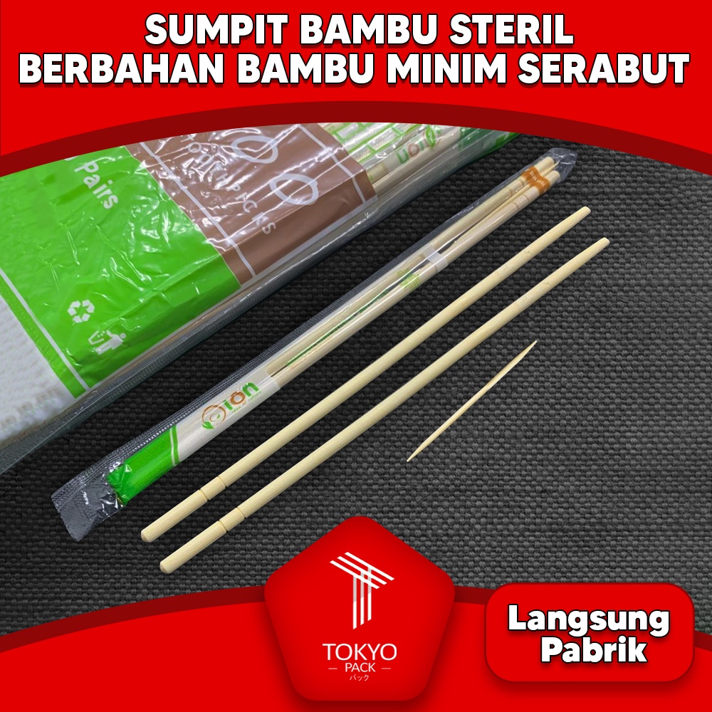 Sumpit Bambu Steril + Tusuk Gigi Merk Ion Isi 40 Pasang