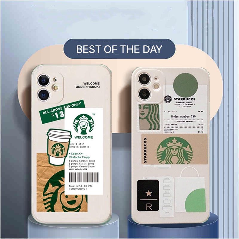 Casing Redmi 10 Note 10Pro Note11 Redmi 9T Note9S Note9 Note8 Note7 Xiaomi Poco M3 X3 NFC X3Pro Mi 11T 11TPro INS Fashion Starbucks Pattern Soft Silione Case TPU Cover