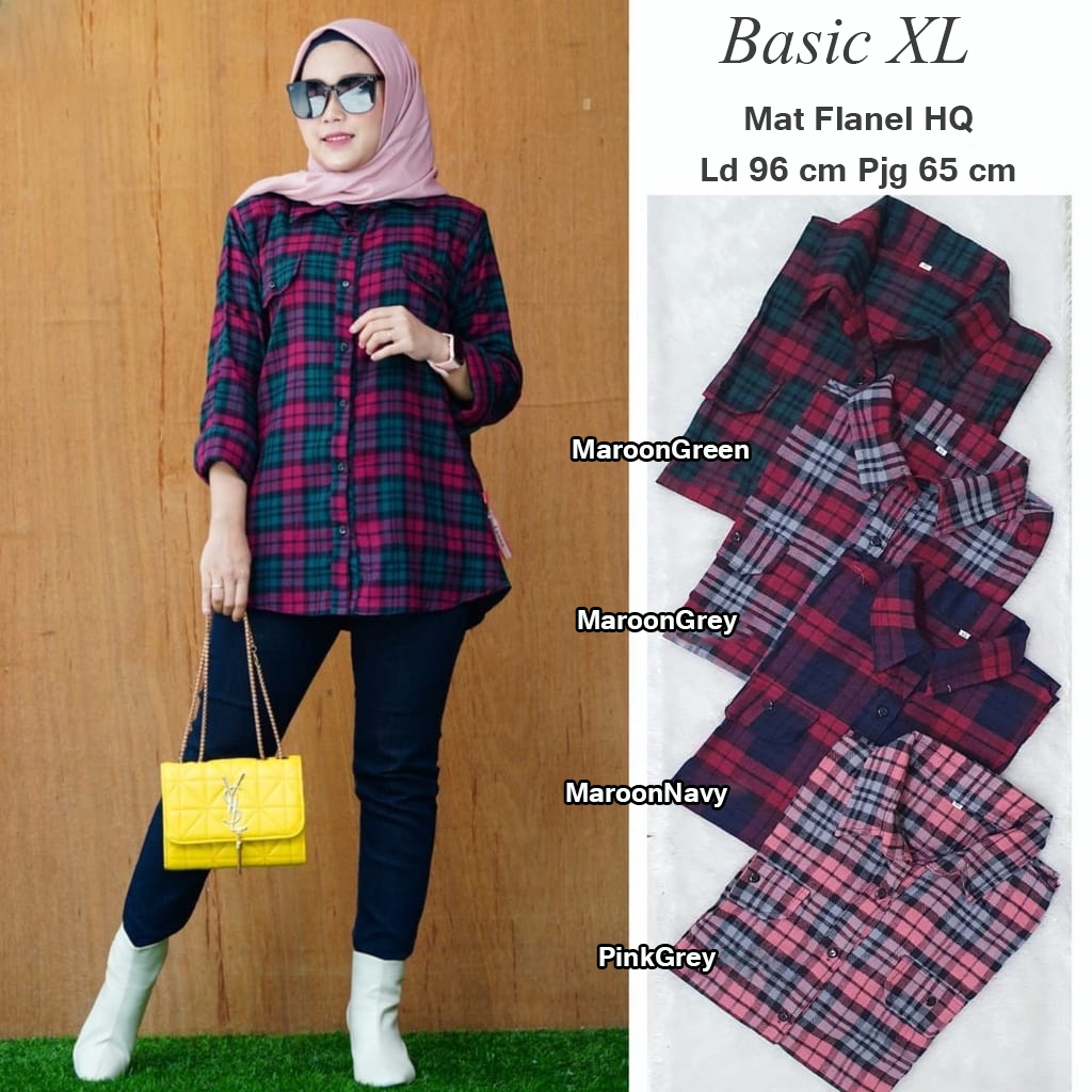 𝑱𝒂𝒌𝒂𝒓𝒕𝒂𝑭𝒂𝒔𝒉𝒊𝒐𝒏 kemeja flanel cewek XL basic kotak lengan panjang big size tartan shirt top