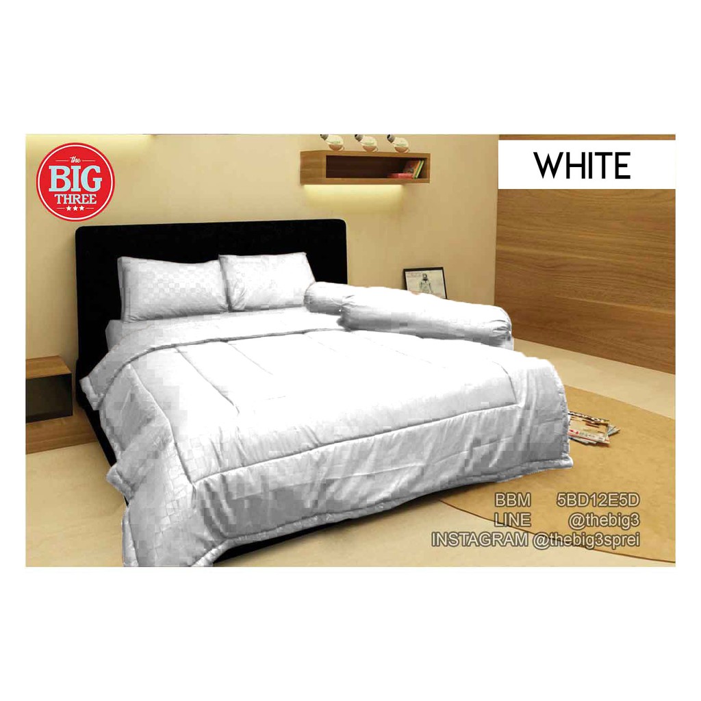 Bedcover + Sprei POLOS 180x200 Tinggi 30 Warna WHITE / PUTIH merk ARABELLA - 180 king BC