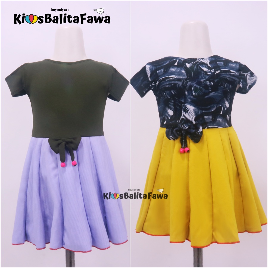 Dress Kanaya uk 1-5 Tahun / Dres Anak Perempuan Motif Baju Cewek Lengan Pendek Model Gaun