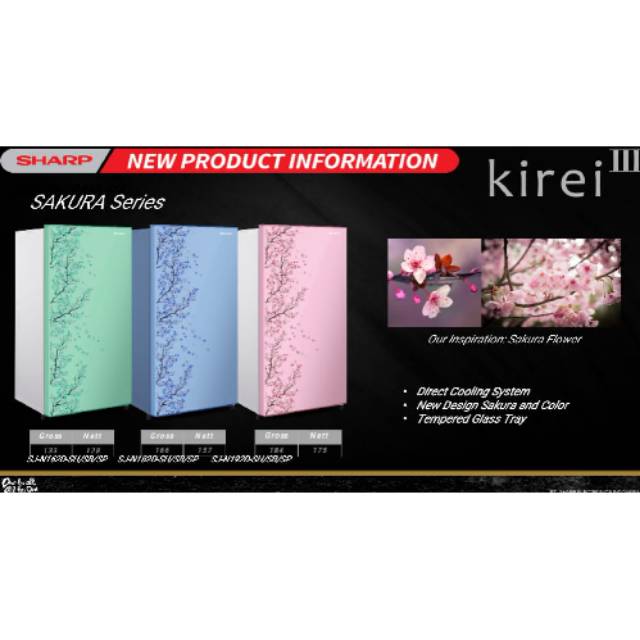 Kulkas SHARP 1 Pintu Kirei III Sakura Series SJN 182